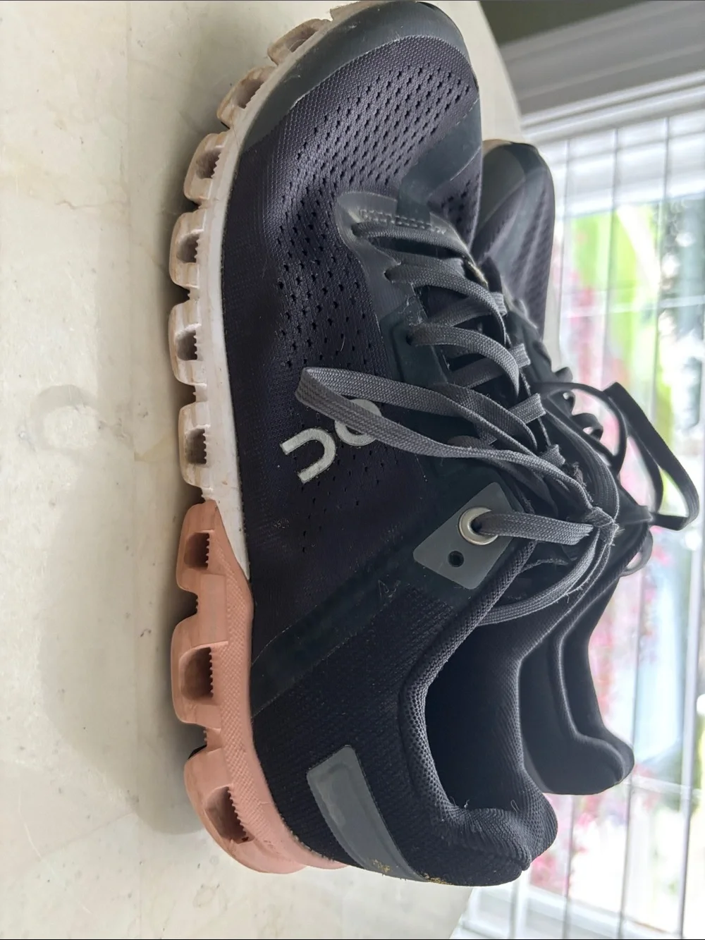 On Cloud Flow Running Women's Black and Rose Gold Shoes - Women’s 6